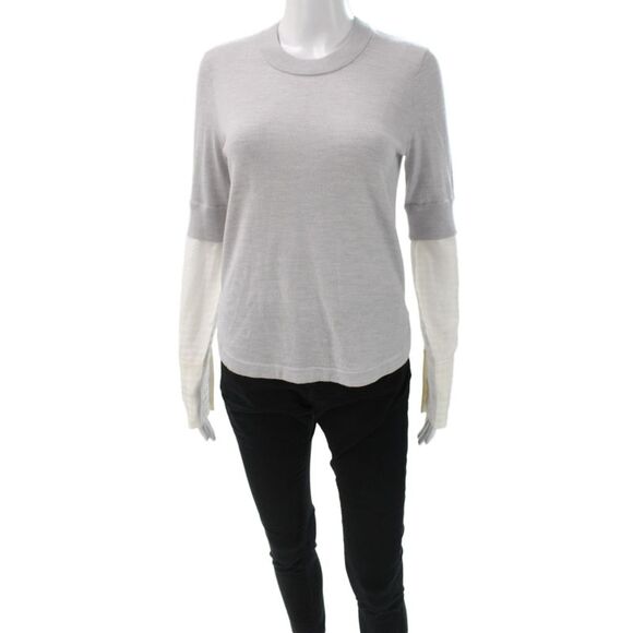 Veronica Beard Tops - Veronica Beard Women Basic Merino Wool Crew Neck Longsleeve T-Shirt Gray Size S
